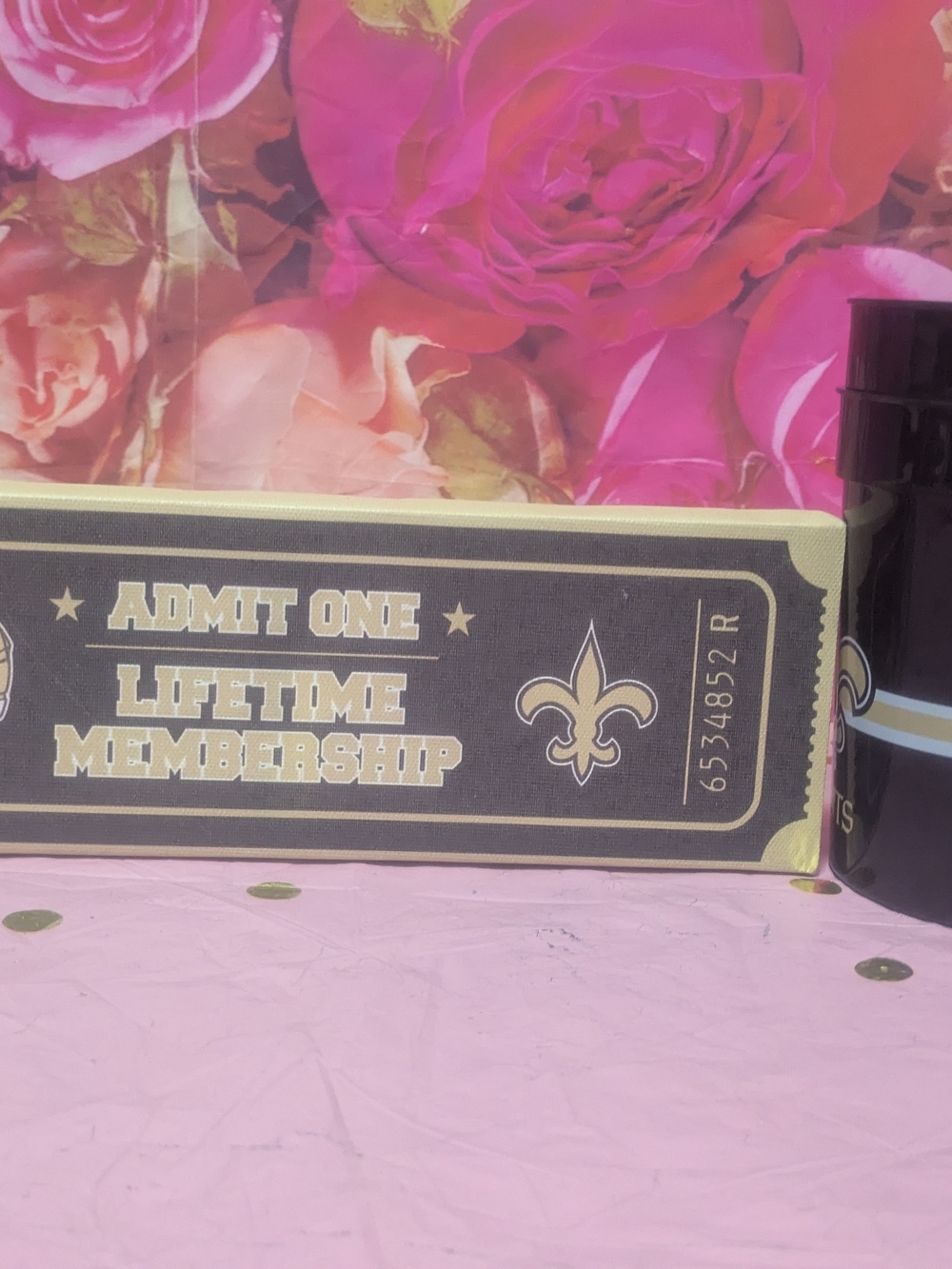 Lifetime Membership Admit One New Orleans Decorative Wall Art - Black and Gold